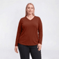 Plus Size Hasting & Smith Long Sleeve Solid V Neck Tee - image 1