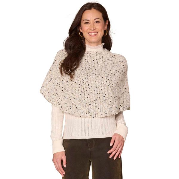 Womens Democracy High Round Neck Speckled Yarn Sweater Caplet - image 
