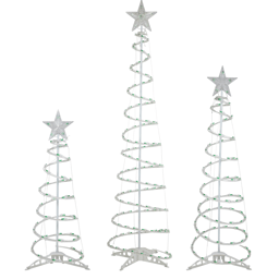 Northlight Green Lighted Spiral Christmas Trees - Set of 3