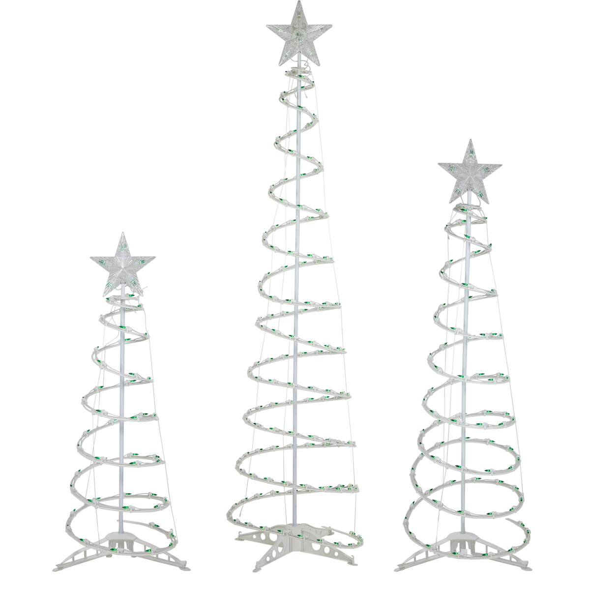 Northlight Green Lighted Spiral Christmas Trees - Set of 3