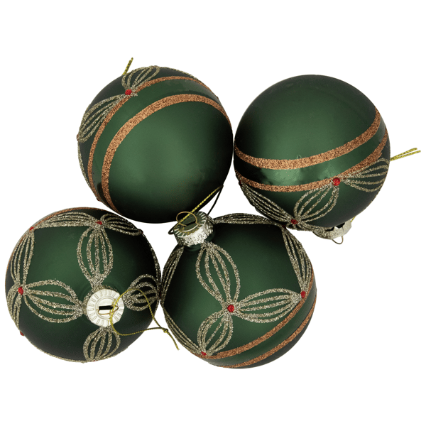 Northlight 4ct. Holly Berry Green Christmas Glass Ball Ornaments