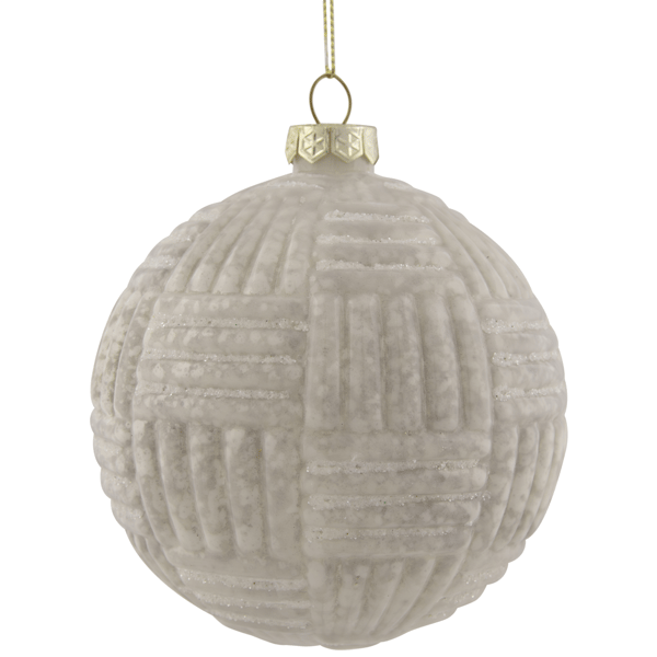Northlight White Geometric Glass Ball Christmas Ornament