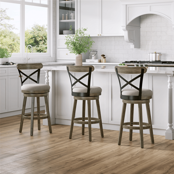 HH2 Home Reid Wood Adjustable Height Swivel Stool