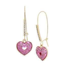 Betsey Johnson Pave Pink Heart Dangle Earrings