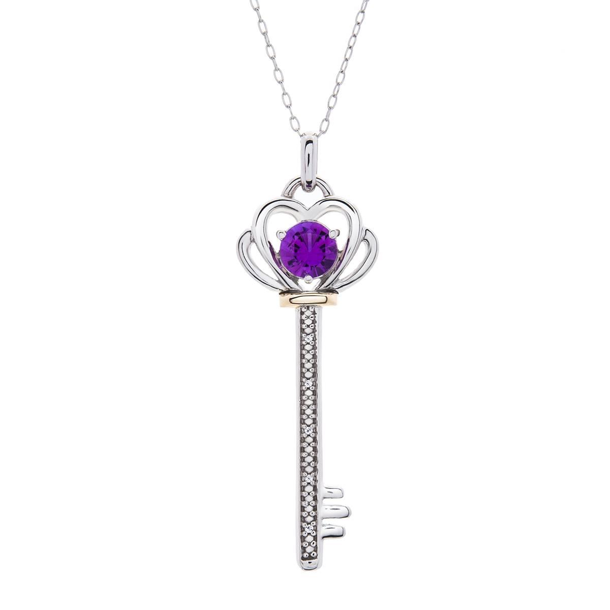 Gemstone Classics(tm) Amethyst Key Pendant Necklace