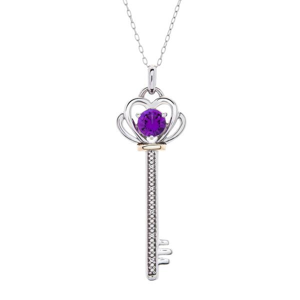 Gemstone Classics&#40;tm&#41; Amethyst Key Pendant Necklace - image 