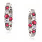Platinum Plated Ruby & Cubic Zirconia Hoops - image 1