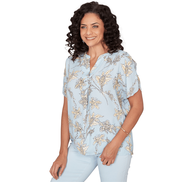 Plus Size Emaline Limoncello Sunrise Cold Shoulder Floral Blouse
