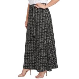 Plus Size NY Collection Tie Waist Weave Plaid Maxi Skirt