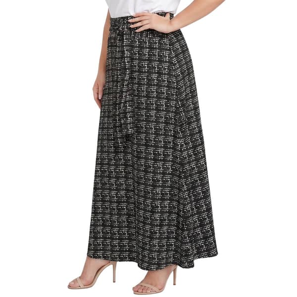 Plus Size NY Collection Tie Waist Weave Plaid Maxi Skirt