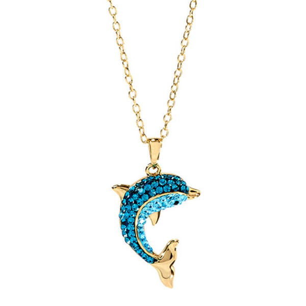 Multi Color Crystal Dolphin Pendant - image 