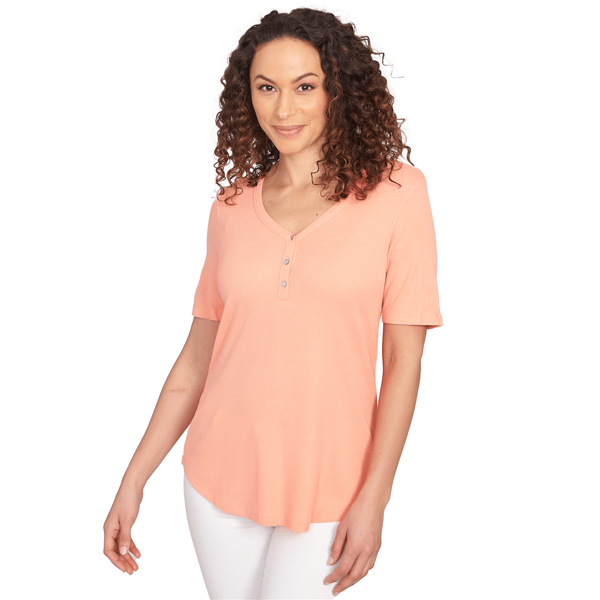 Womens Skye''s The Limit Spring Romance V-Neck Waffle Tee
