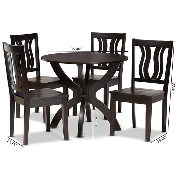 Baxton Studio Karla Dark Brown Finish Wood 5pc. Dining Set