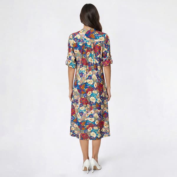 Womens Cocomo Floral Roll Tab Sleeve Gomez Shift Dress