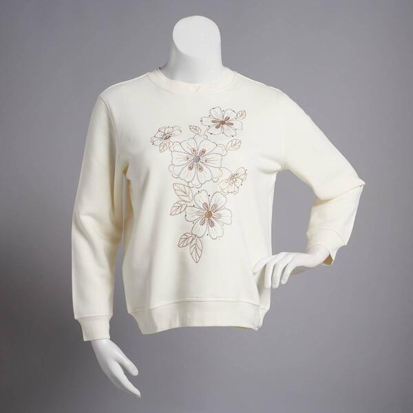 Plus Size Hasting & Smith Embroidered Flowers Sweatshirt - image 