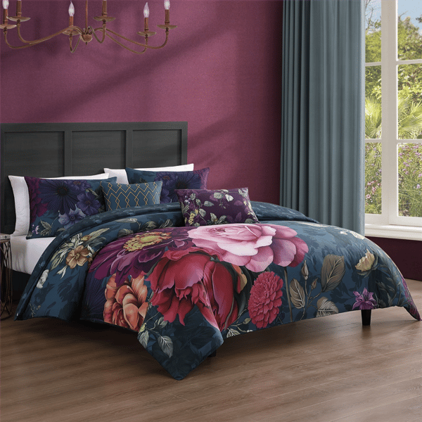 Bebejan Vibrant Flora 5pc. Reversible Comforter Set