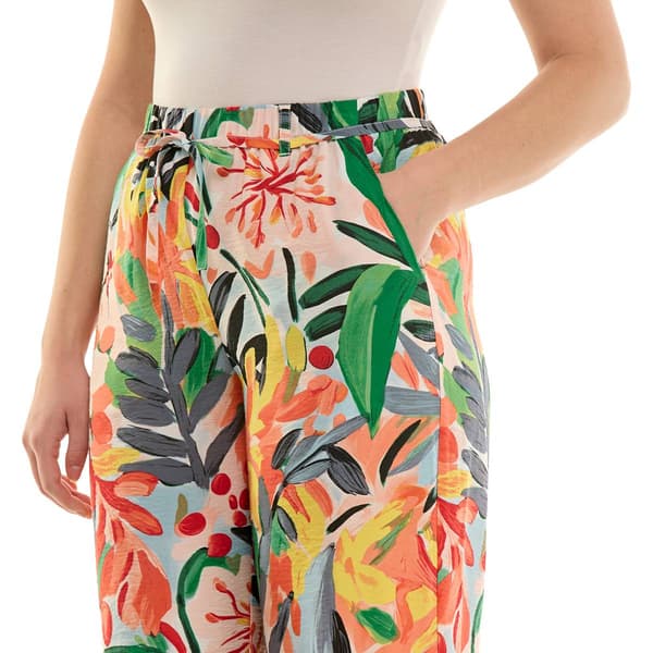 Womens Zac & Rachel Tropical Pull On Wide Leg Pants