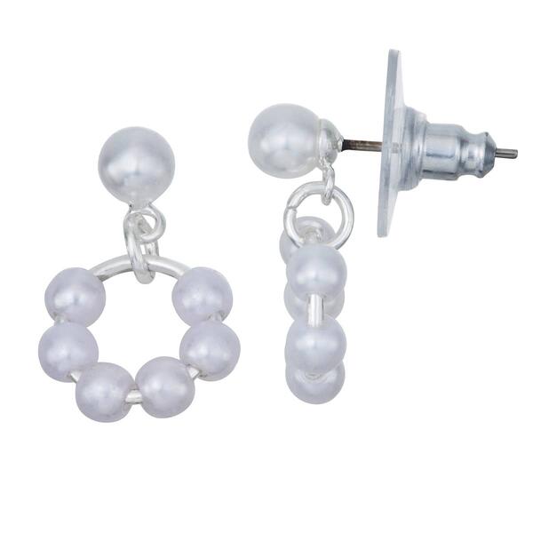 You''re Invited Silver-Tone Pearl Circle Drop Post Earrings - image 