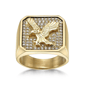 Mens Lynx Gold-Tone Ion Plated Cubic Zirconia Eagle Ring - image 1