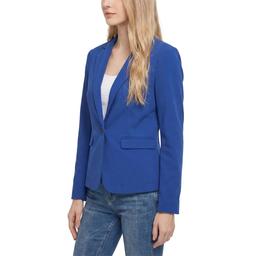 Petite NY Collection Long Sleeve Solid Scuba Crepe Jacket