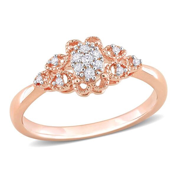 Diamond Classics&#40;tm&#41; 1/10ctw. Diamond Rose Silver Ring - image 
