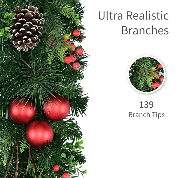 Puleo International 6ft. LED Pinecone & Berries Adorned Garland