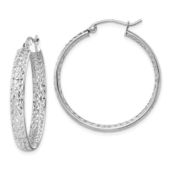 Gold Classics&#40;tm&#41; 14kt. White Gold In/Out Hoop Earrings - image 