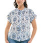 Womens Zac & Rachel Short Ruffle Sleeve Button Down Blouse - image 2