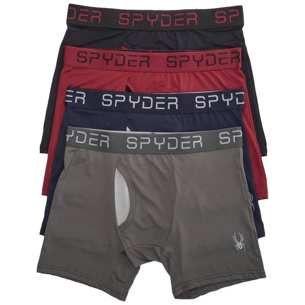 Mens Spyder 4pk. Knit Boxer Briefs - Grey / Black / Maroon