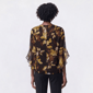 Womens Kasper 3/4 Ruffle Sleeve Lurex Leaf Blouse - image 2