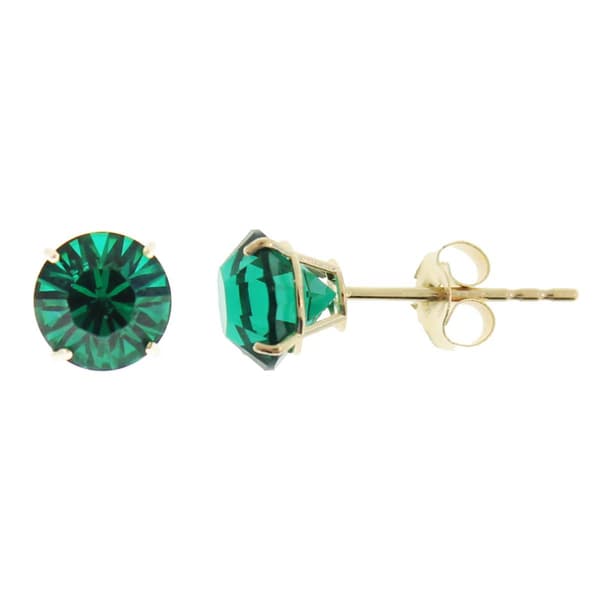 Gemstone Classics(tm) 6mm Created Emerald 14kt. Gold Stud Earrings - image 
