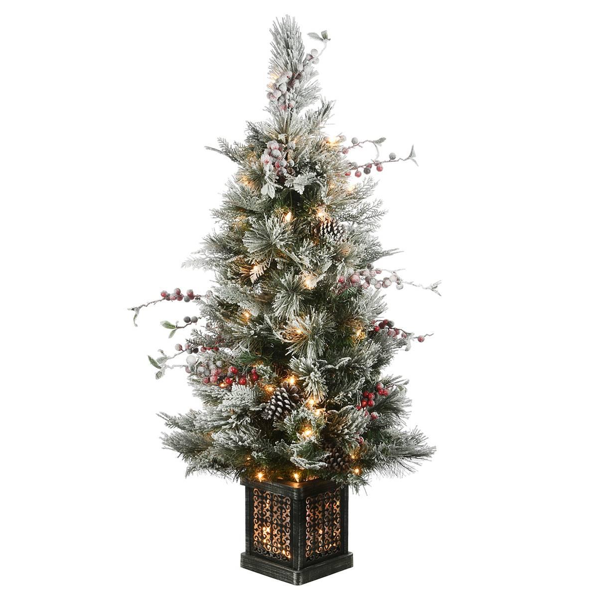 National Tree Pre-Lit 4ft. Snowy Bedford Pine Entrance Tree