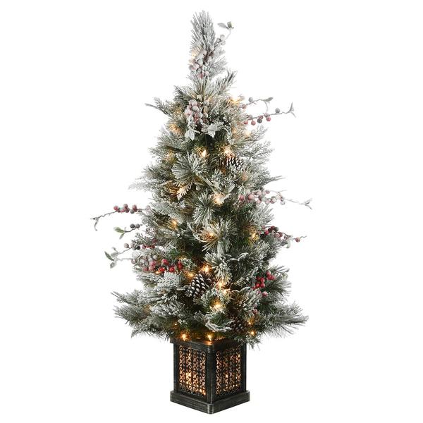 National Tree Pre-Lit 4ft. Snowy Bedford Pine Entrance Tree - image 