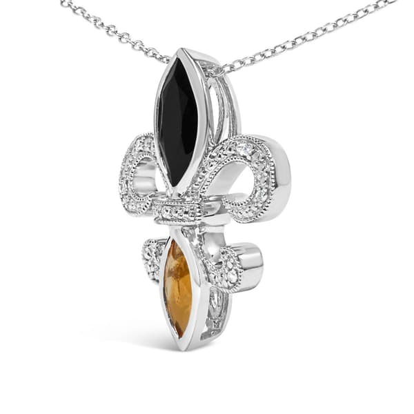 Haus of Brilliance Sterling Silver Onyx & Citrine Pendant