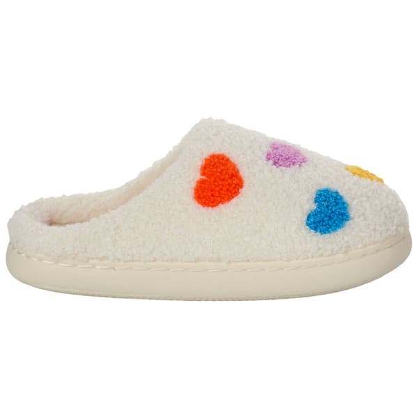 Big Girls Olivia Miller Colorful Heart Faux Shearling Slippers