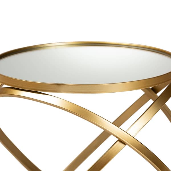 Baxton Studio Desma Gold Finished Metal/Mirrored Glass End Table