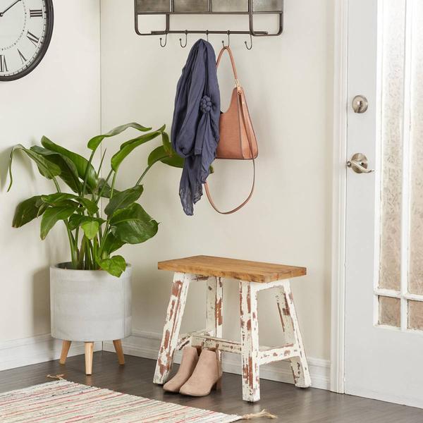 9th & Pike® Farmhouse Brown Wood Entryway Bench