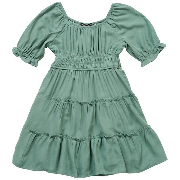 Girls &#40;7-12&#41; Trixxi Puff Sleeve Solid Woven Smocked Waist Dress - image 