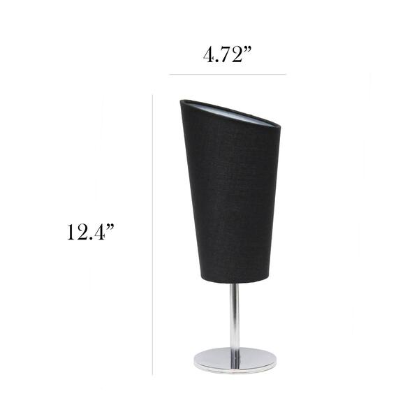 Simple Designs Mini Chrome Mini Table Lamp w/Angled Fabric Shade