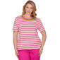 Plus Size Alfred Dunner Hothouse Florals Crochet Neck Stripe Kni - image 1