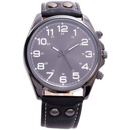 Mens Black Metal Sunray Dial Watch - 50688B-07-G02