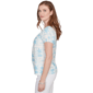Womens Hearts of Palm Aqua Fresh Postcard Tropical Blouse - image 4