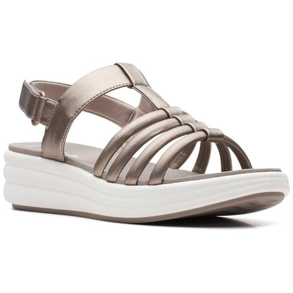 Womens Clarks(R) Cloudsteppers(tm) Drift Ease Metallic Wedge Sandals - image 
