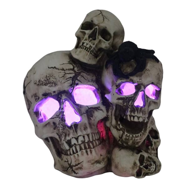 Stack of Skulls with a Spider & Color Changing LED Light
