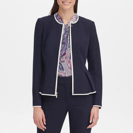 Womens Tommy Hilfiger Long Sleeve Piped Zip Front Blazer