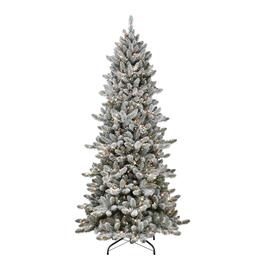Puleo International 6.5ft. Pre-Lit Flocked Spruce Christmas Tree