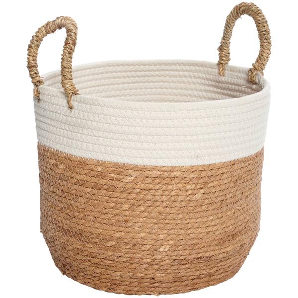 Prestige Patio Small Cream Cotton Rope & Seagrass Basket - image 