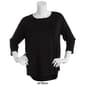 Womens Cable & Gauge 3/4 Sleeve Button Back Sweater - image 3