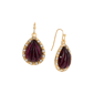1928 Gold-Tone Crystal & Fluted Purple Amethyst Drop Earrings - image 1