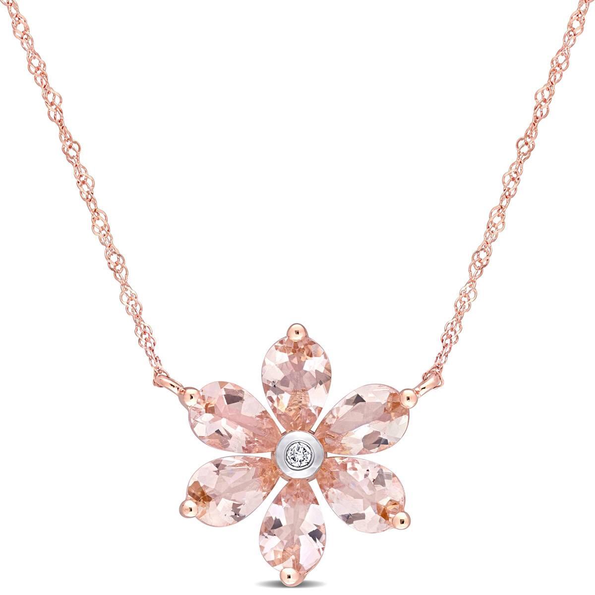 Gemstone Classics™ 10kt. Rose Gold Floral Chain Pendant